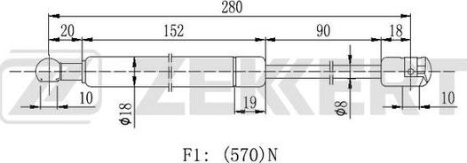 Zekkert GF-2144 - Газова пружина, кришка багажник avtolavka.club