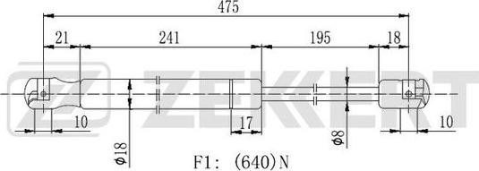 Zekkert GF-2152 - Газова пружина, кришка багажник avtolavka.club