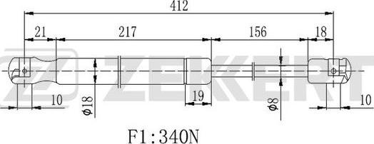 Zekkert GF-2157 - Газова пружина, кришка багажник avtolavka.club