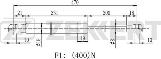 Zekkert GF-2301 - Газова пружина, кришка багажник avtolavka.club