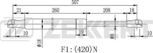 Zekkert GF-2203 - Газова пружина, кришка багажник avtolavka.club