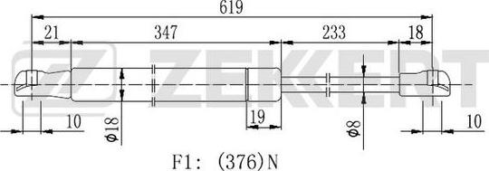 Zekkert GF-2285 - Газова пружина, кришка багажник avtolavka.club