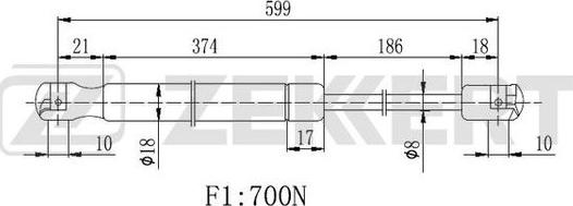 Zekkert GF-2239 - Газова пружина, кришка багажник avtolavka.club