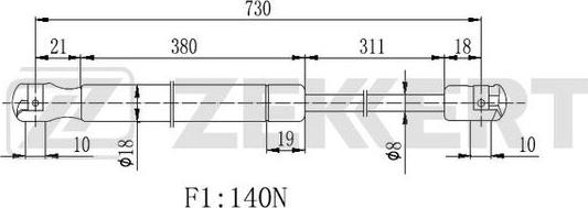 Zekkert GF-2279 - Газова пружина, капот avtolavka.club