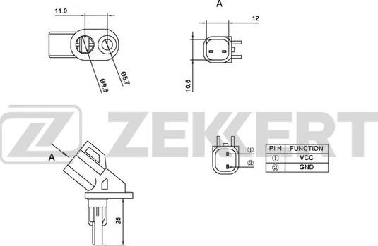 Zekkert SE-6056 - Датчик ABS, частота обертання колеса avtolavka.club