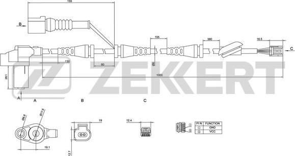 Zekkert SE-6019 - Датчик ABS, частота обертання колеса avtolavka.club