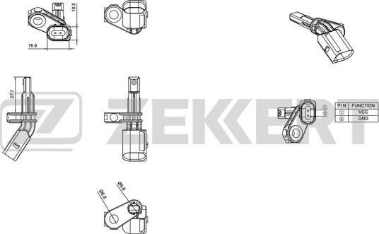 Zekkert SE-6016 - Датчик ABS, частота обертання колеса avtolavka.club