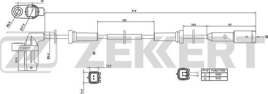 Zekkert SE-6034 - Датчик ABS, частота обертання колеса avtolavka.club