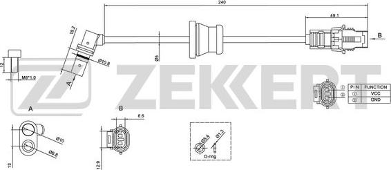Zekkert SE-6122 - Датчик ABS, частота обертання колеса avtolavka.club