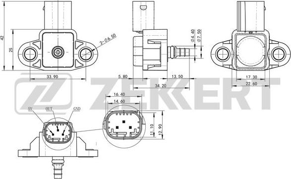 Zekkert SE-1050 - Датчик, тиск у впускний трубі avtolavka.club