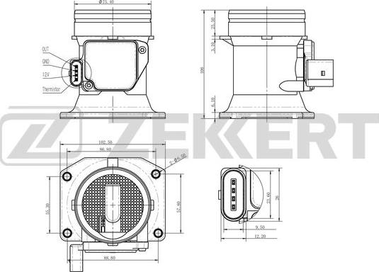 Zekkert SE-1012 - Датчик потоку, маси повітря avtolavka.club