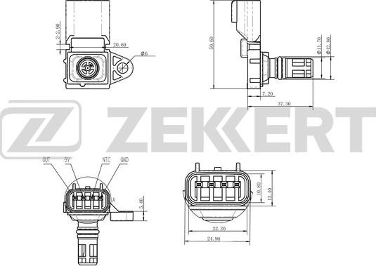 Zekkert SE-1036 - Датчик, тиск у впускний трубі avtolavka.club