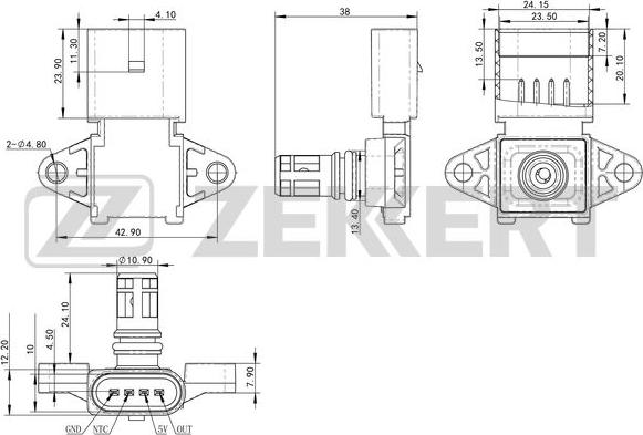 Zekkert SE-1038 - Датчик, тиск у впускний трубі avtolavka.club