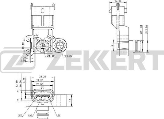 Zekkert SE-1037 - Датчик, тиск у впускний трубі avtolavka.club