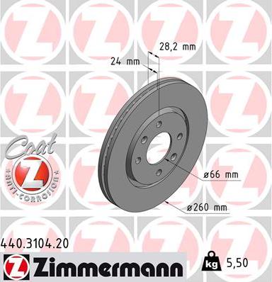 Zimmermann 440.3104.20 - Гальмівний диск avtolavka.club