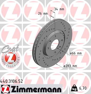 Zimmermann 440.3106.52 - Гальмівний диск avtolavka.club