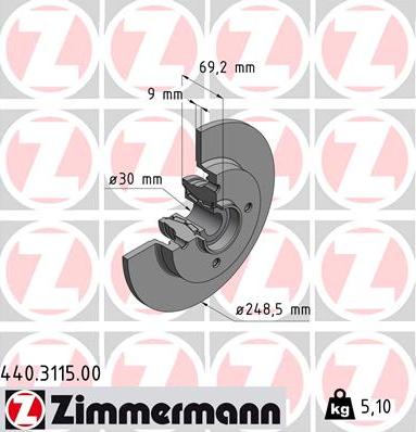 Zimmermann 440.3115.00 - Гальмівний диск avtolavka.club