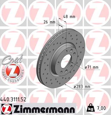 Zimmermann 440.3111.52 - Гальмівний диск avtolavka.club