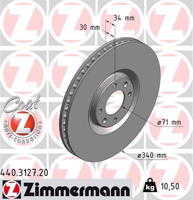 Zimmermann 440.3127.20 - Гальмівний диск avtolavka.club