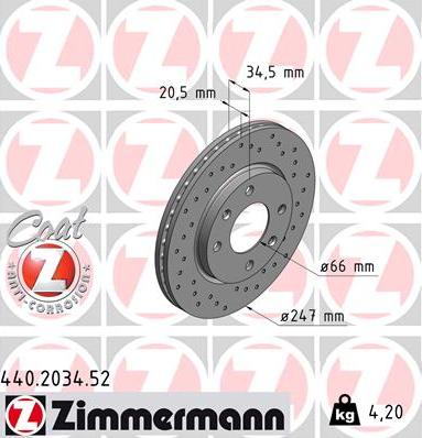 Zimmermann 440.2034.52 - Гальмівний диск avtolavka.club