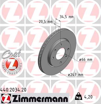 Zimmermann 440.2034.20 - Гальмівний диск avtolavka.club