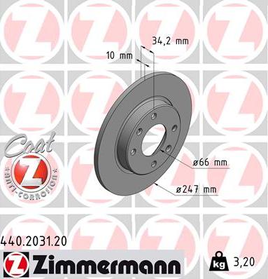 Zimmermann 440.2031.20 - Гальмівний диск avtolavka.club