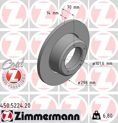 Zimmermann 450.5224.20 - Гальмівний диск avtolavka.club