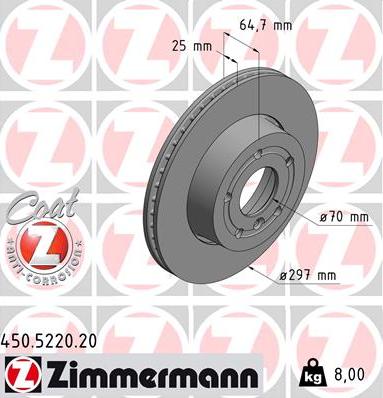 Zimmermann 450.5220.20 - Гальмівний диск avtolavka.club