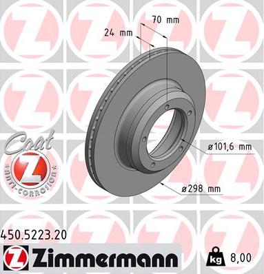 Zimmermann 450.5223.20 - Гальмівний диск avtolavka.club