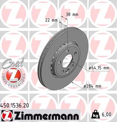 Zimmermann 450.1536.20 - Гальмівний диск avtolavka.club