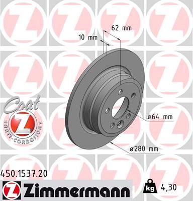 Zimmermann 450.1537.20 - Гальмівний диск avtolavka.club