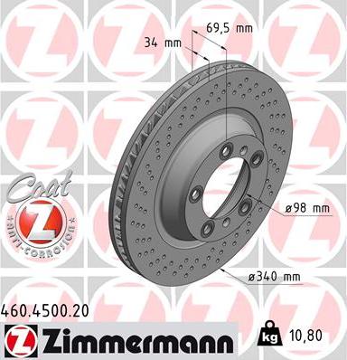 Zimmermann 460.4500.20 - Гальмівний диск avtolavka.club