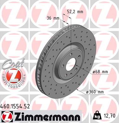 Zimmermann 460.1554.52 - Гальмівний диск avtolavka.club