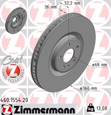 Zimmermann 460.1554.20 - Гальмівний диск avtolavka.club