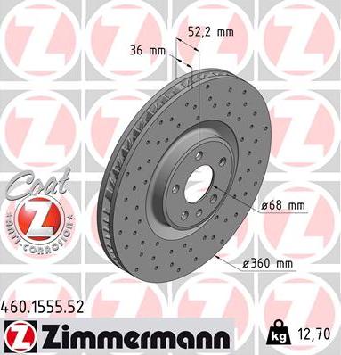 Zimmermann 460.1555.52 - Гальмівний диск avtolavka.club