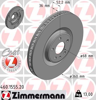 Zimmermann 460.1555.20 - Гальмівний диск avtolavka.club