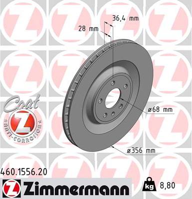 Zimmermann 460.1556.20 - Гальмівний диск avtolavka.club