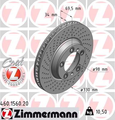 Zimmermann 460.1560.20 - Гальмівний диск avtolavka.club