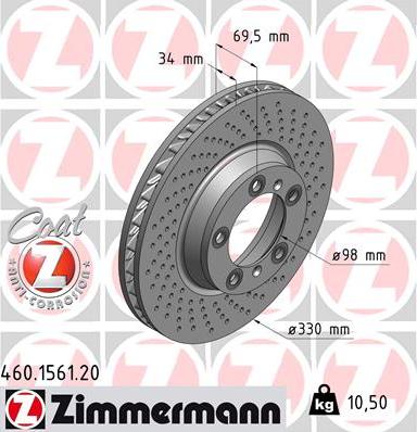 Zimmermann 460.1561.20 - Гальмівний диск avtolavka.club