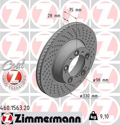 Zimmermann 460.1563.20 - Гальмівний диск avtolavka.club