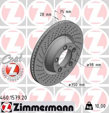 Zimmermann 460.1579.20 - Гальмівний диск avtolavka.club