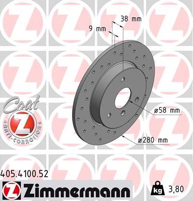 Zimmermann 405.4100.52 - Гальмівний диск avtolavka.club