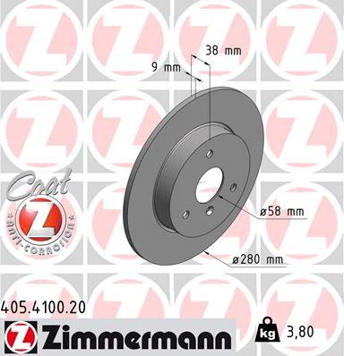 Zimmermann 405.4100.20 - Гальмівний диск avtolavka.club