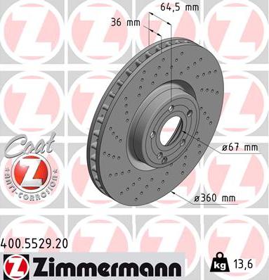 Zimmermann 400.5529.20 - Гальмівний диск avtolavka.club