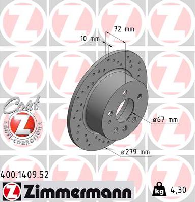 Zimmermann 400.1409.52 - Гальмівний диск avtolavka.club