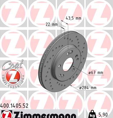 Zimmermann 400.1405.52 - Гальмівний диск avtolavka.club