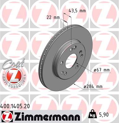 Zimmermann 400.1405.20 - Гальмівний диск avtolavka.club