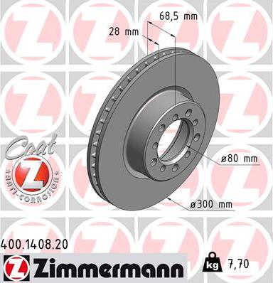 Zimmermann 400.1408.20 - Гальмівний диск avtolavka.club