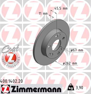 Zimmermann 400.1402.20 - Гальмівний диск avtolavka.club