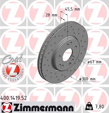 Zimmermann 400.1419.52 - Гальмівний диск avtolavka.club